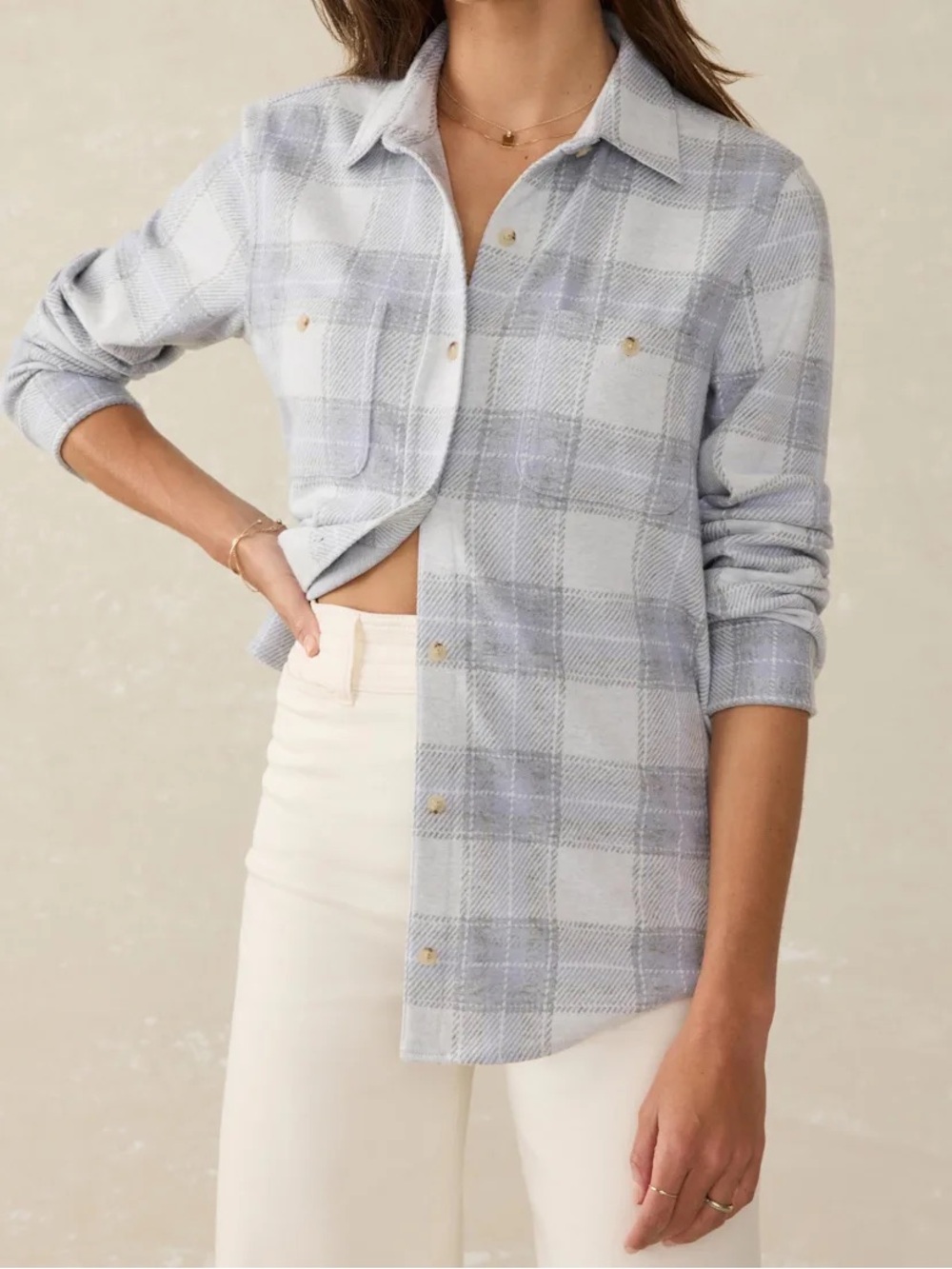 Faherty Legend Sweater Shirt NWT Size M Blue Ravine Plaid Soft Button Front